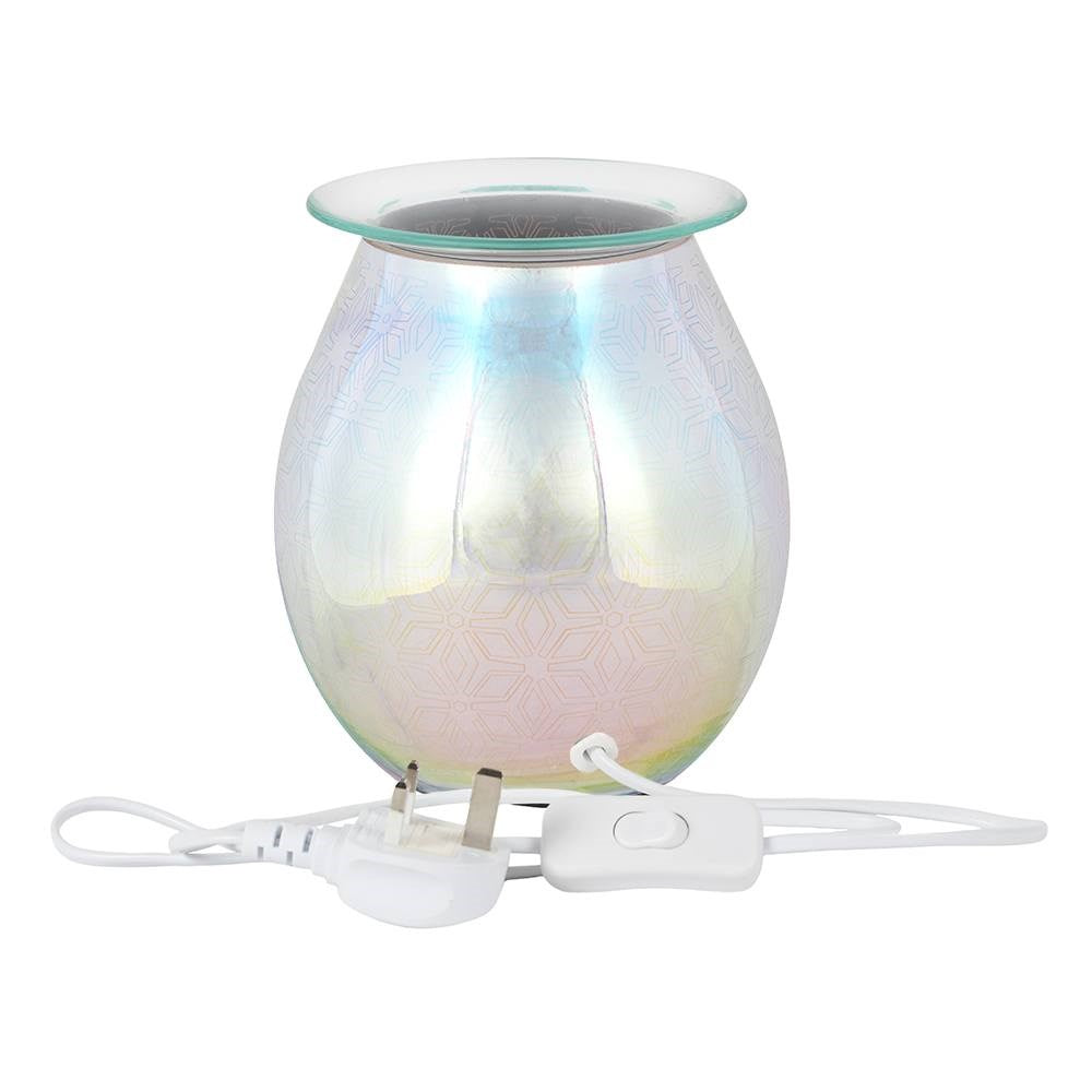 3D Geometric Flower Wax Melt Burner in Home Setting – A decorative electric wax warmer adding warmth and ambiance to a cosy home space.