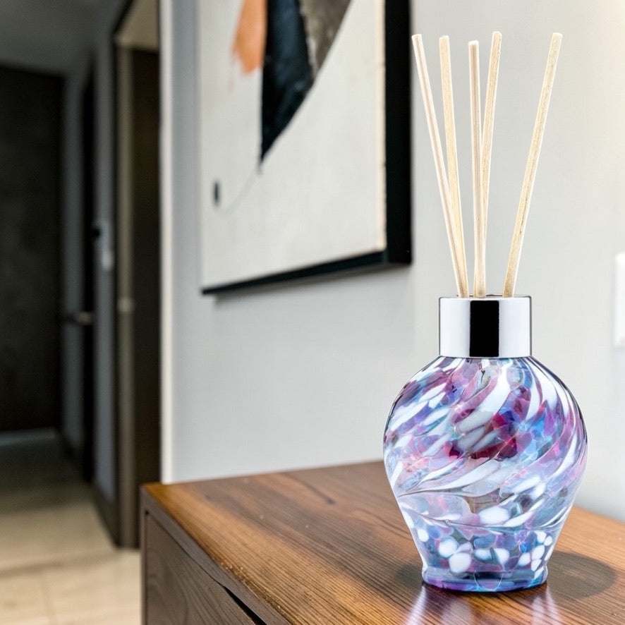 Reed Diffuser Bottle Hand Blown Blue & Pink