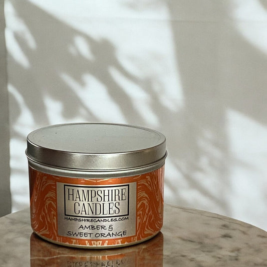 Amber and Sweet Orange Scented Tin Candle