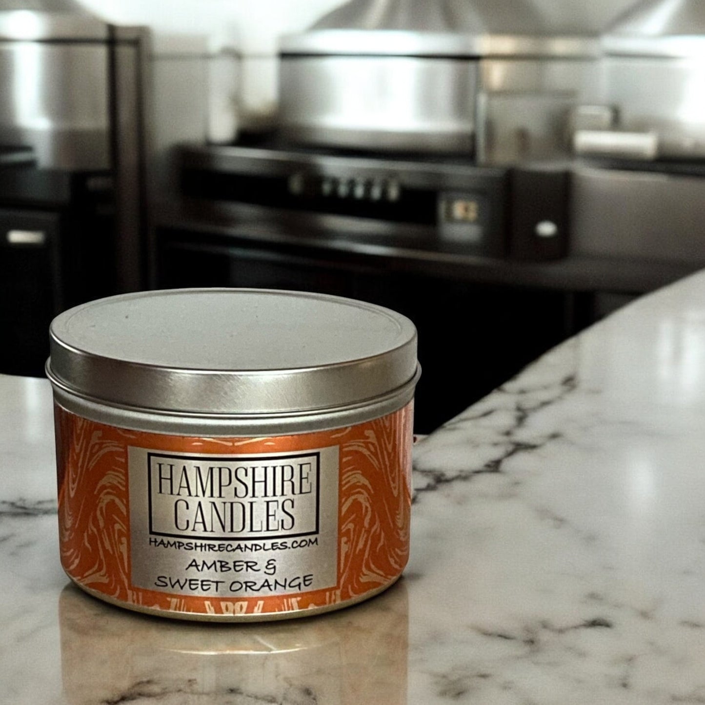 Amber and Sweet Orange Scented Tin Candle