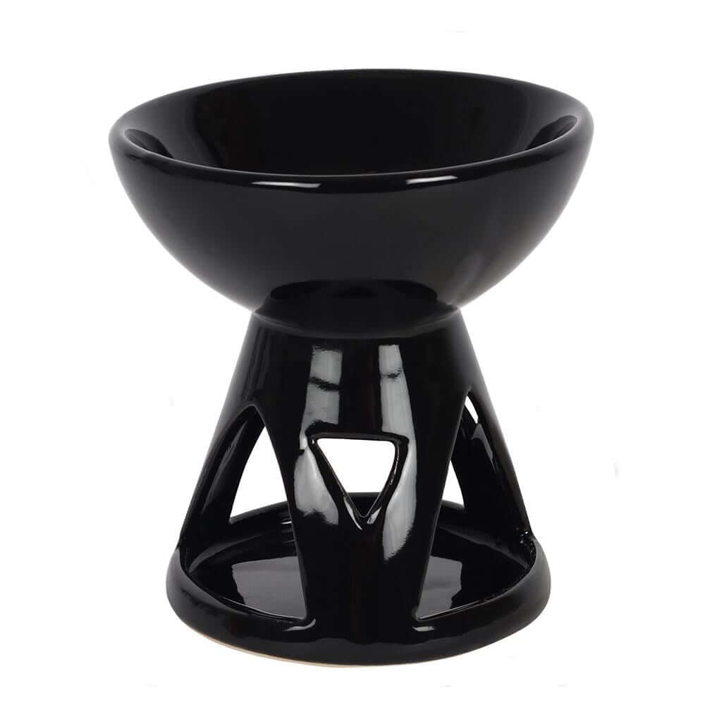 Matte Black Deep Bowl Wax Warmer – A stylish and functional wax melt burner, perfect for aromatherapy and home décor.
