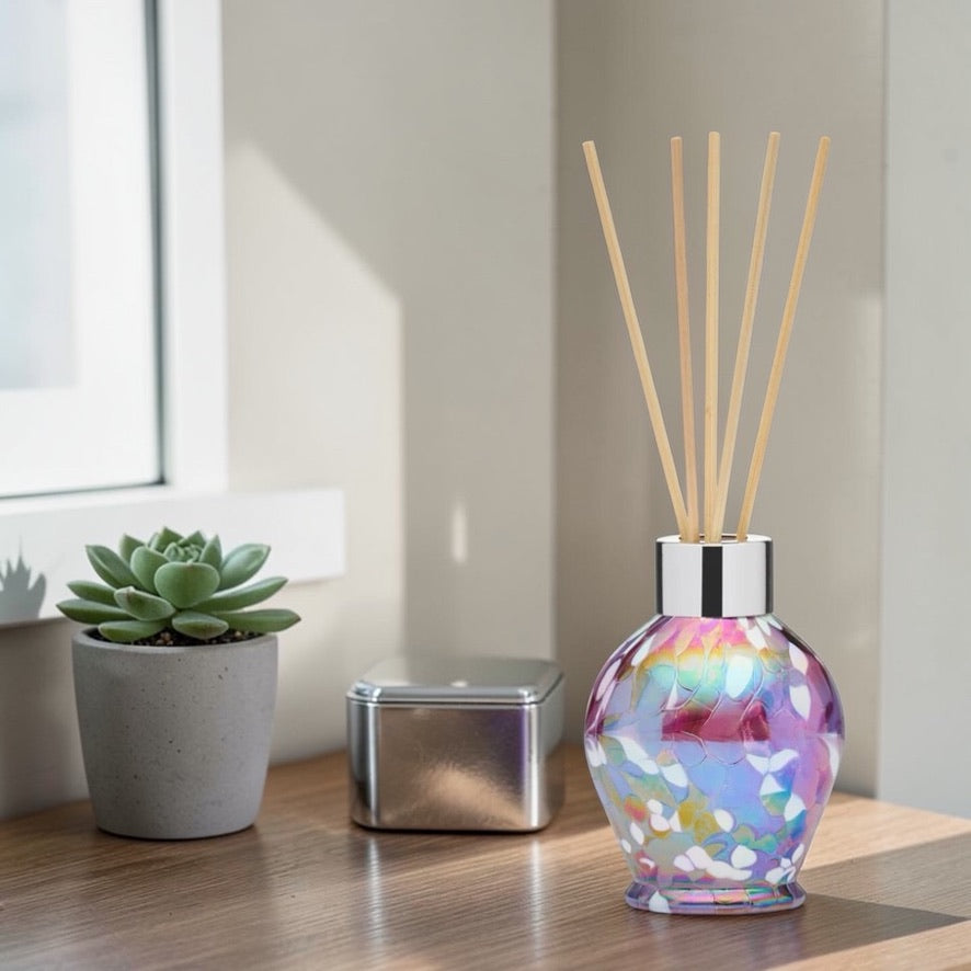 Decorative glass diffuser bottle pastel silver modern home décor