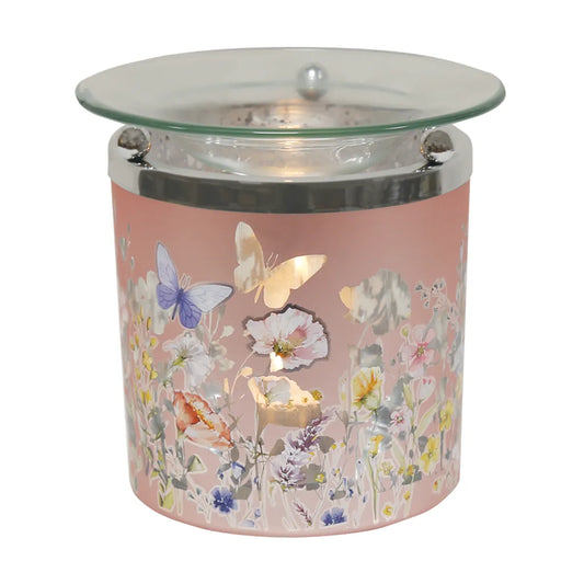 Decorative pink wax warmer for soy wax melts and home fragrance scents