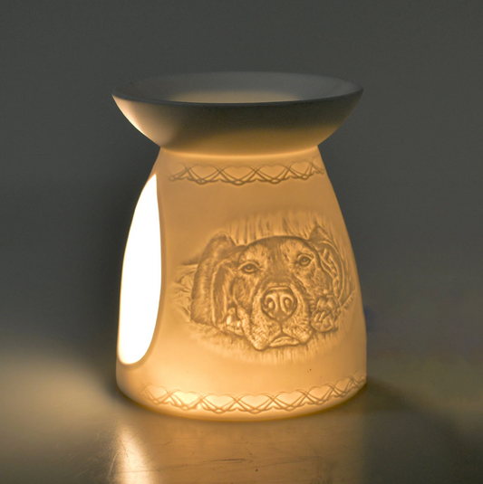 Decorative dog tealight wax burner, enhancing fragrance and interior design