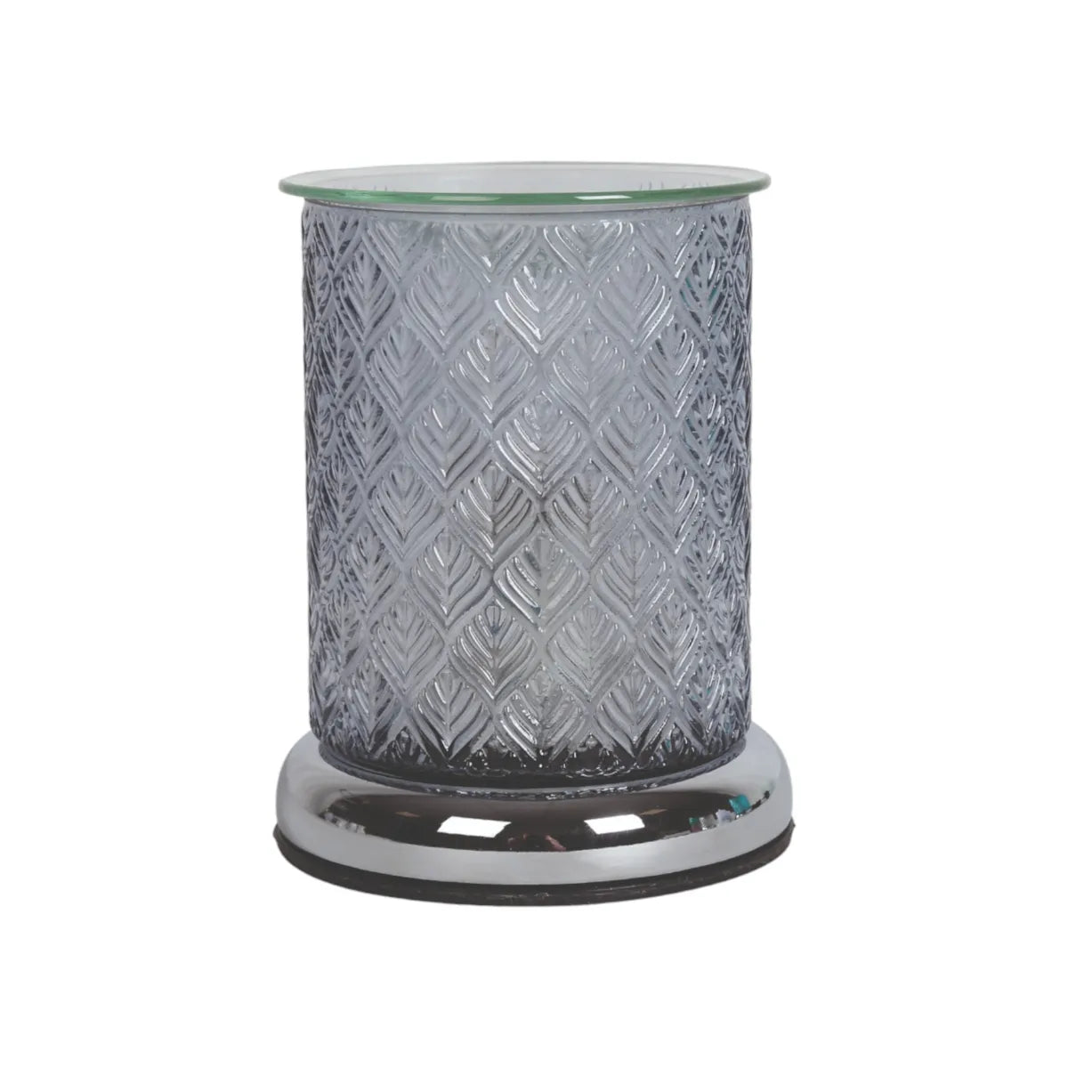 Electric Touch Grey Glass Leaf wax melter electric wax burner 16cm UK
