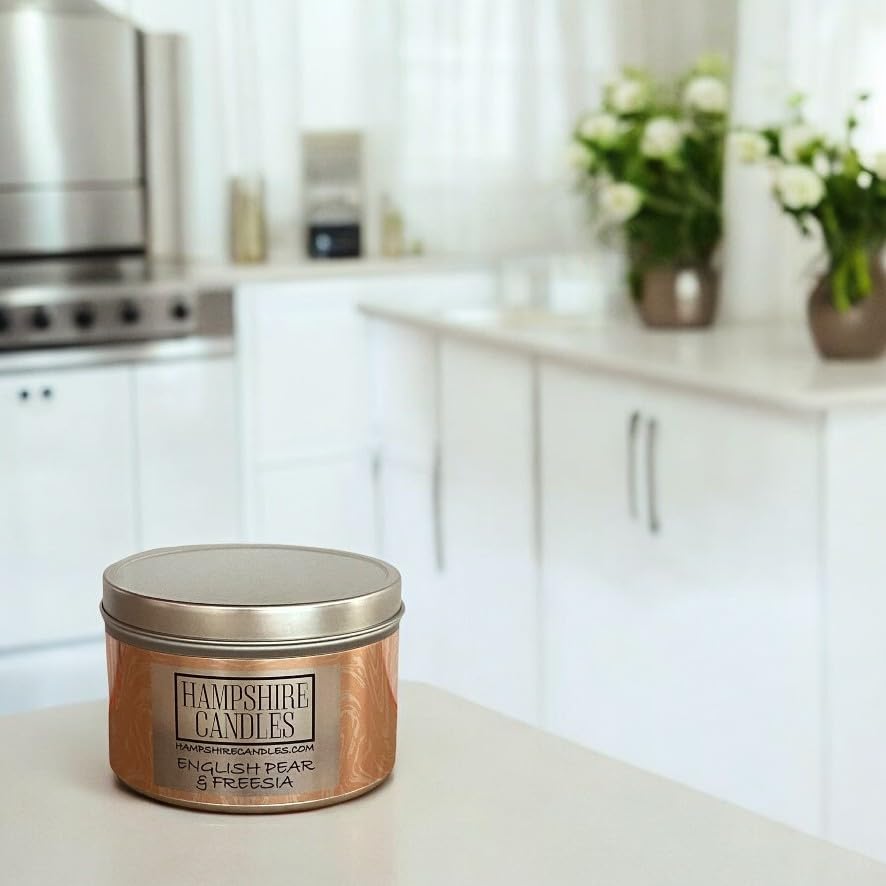 English Pear and Freesia Scented Tin Candle 