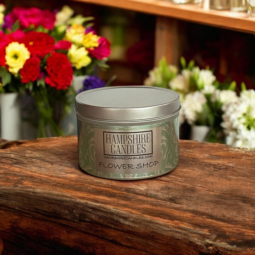 Flower Shop scented tin candle, filling your space with the charm of springtime blooms