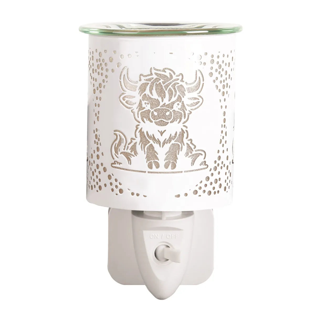Highland Cow Plug-In Electric Wax Melter White and Gold