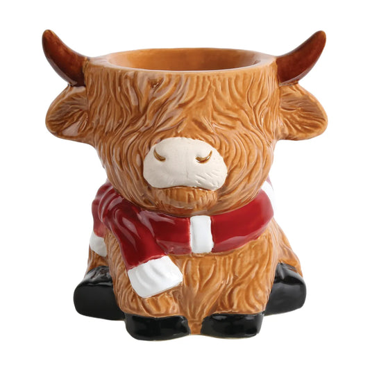 Highland Cow ceramic tealight wax melt burner 13cm for soy wax melts