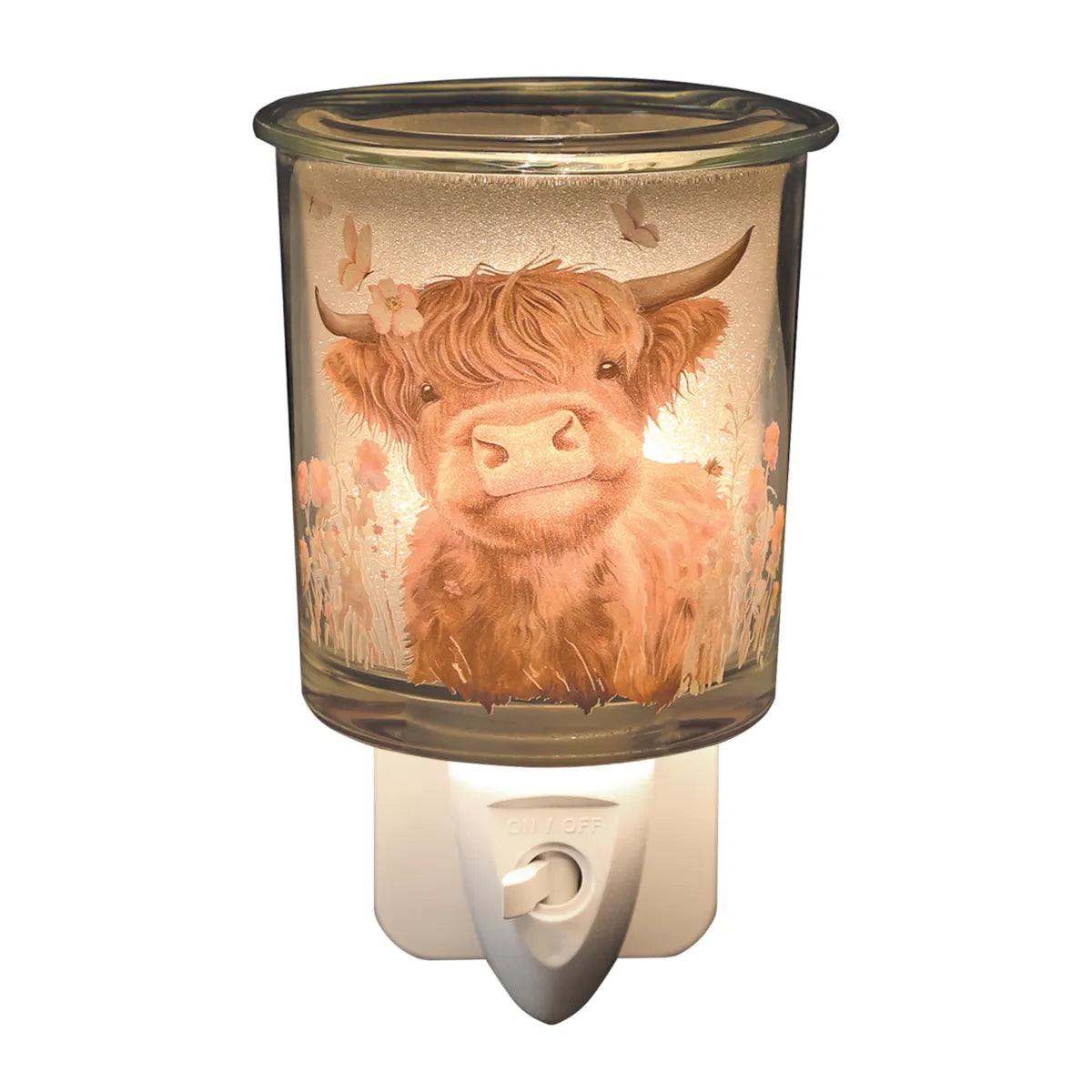 Highland Cow plug-in electric wax melt burner with LED light home fragrance