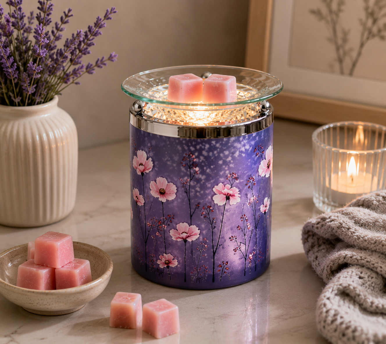 Purple Floral Wax Melt Burner