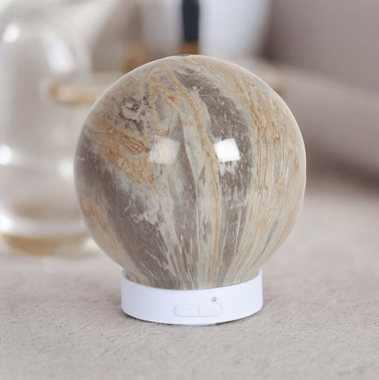 Round ultrasonic diffuser grigio marble LED oil diffuser