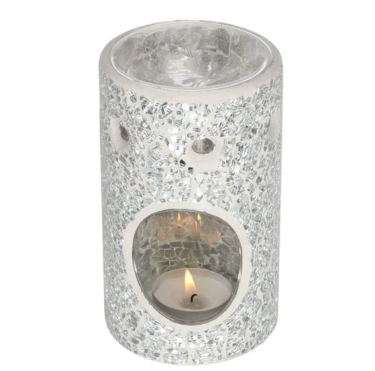 Tall Silver Crackle Wax Melter