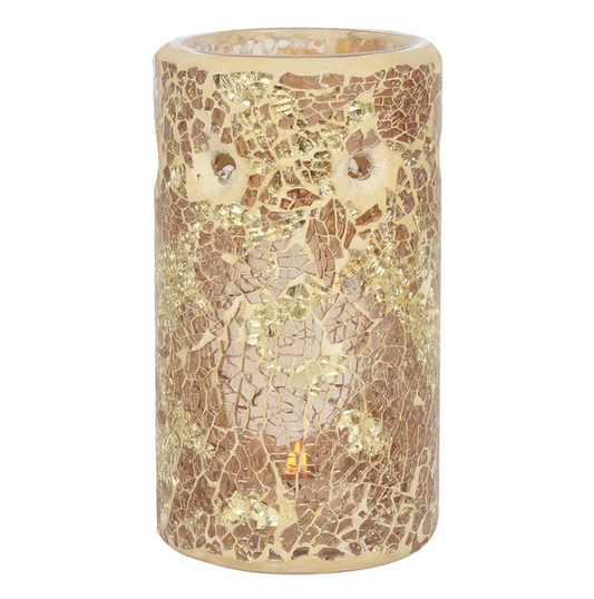 Gold Pillar Crackle Glass wax melt Burner