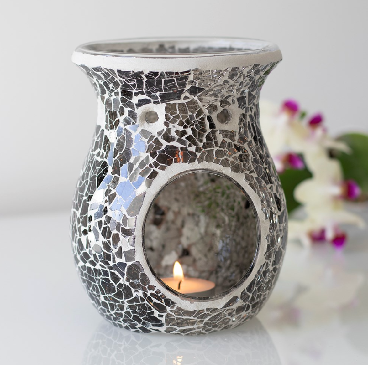 Large Gunmetal Grey Crackle wax melt Burner