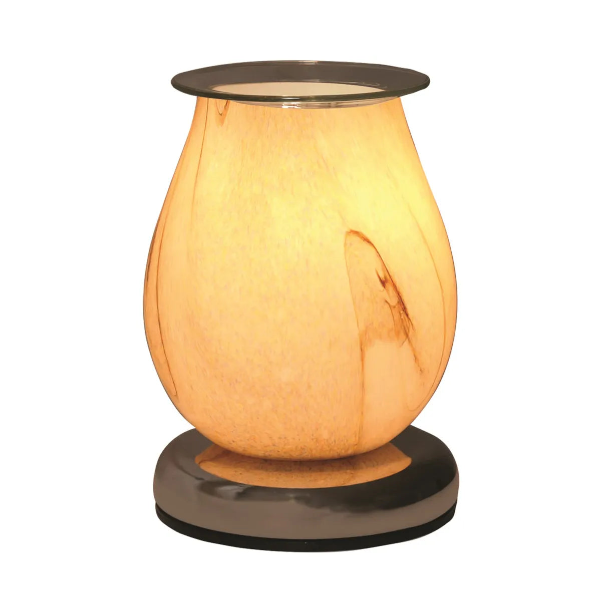 Touch electric wax melter 16cm natural marble swirl oval design UK