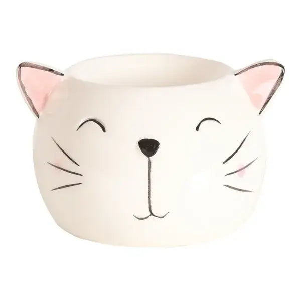 Front View: A sleek and stylish cat-shaped ceramic wax melt burner, ideal for adding a cozy touch to any home.