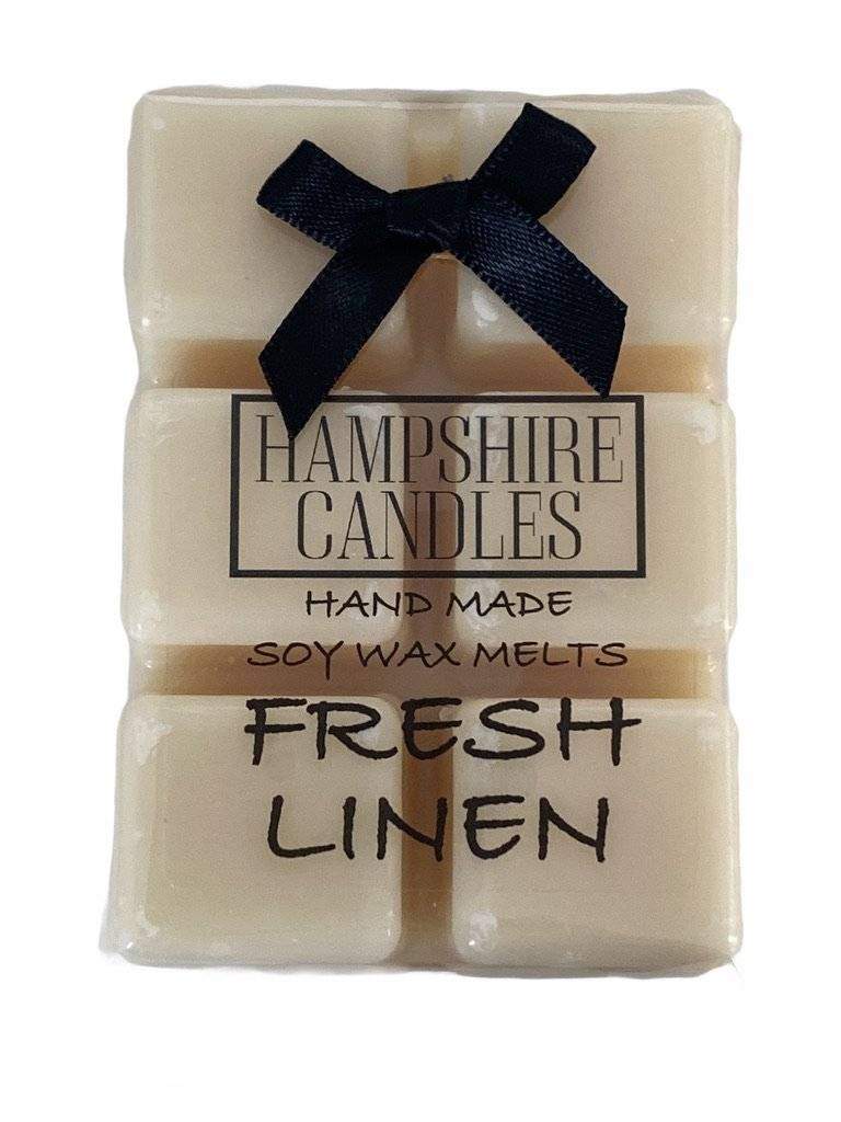 Fresh Linen Wax Melts Soy wax infused with fresh cotton and white musk. Ideal for electric wax melt burners, creating a just-washed scent