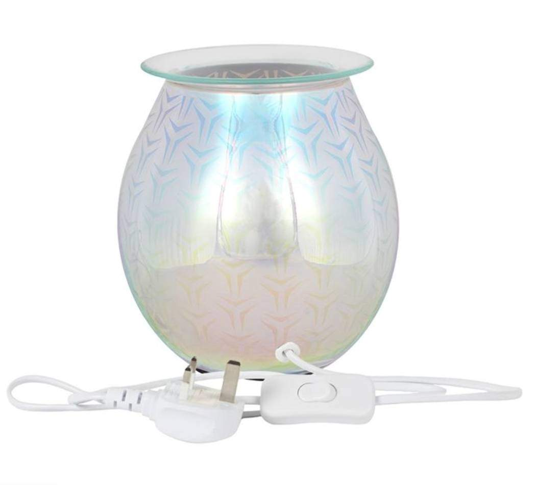 Geometric electric wax melt burner with colorful geometric glass design, flameless electric wax warmer for scented wax melts and essential oils