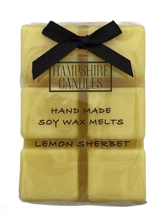 Soy wax melts infused with the tangy scent of lemon sherbet. Ideal for electric wax melt burners.
