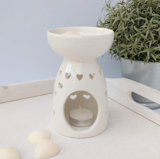 White Cutout Heart Wax Burner-FREE Shipping over £35.00-