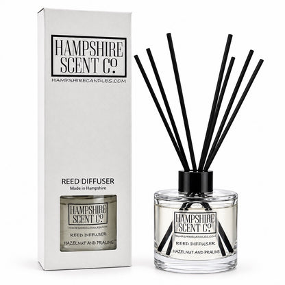 Hazelnut and Praline Christmas reed diffuser 100ml with black reeds and gift box