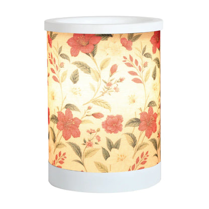 15cm Red Floral electric wax melt burner with colourful floral design and ambient glow