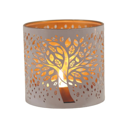 3-in-1 white Tree of Life wax melt burner tealight holder and candle jar holder 10.5cm