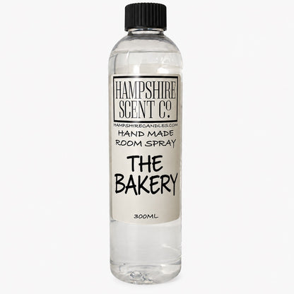 The Bakery room spray, 300ml clear bottle with black screw cap and Hampshire Scent Co. label (trigger supplied separately)