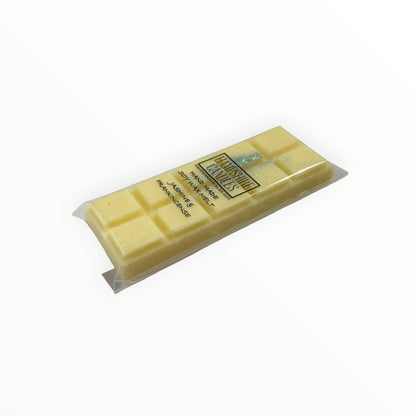 Jasmine & Frankincense Mini Snap Bar wax melt lying flat, showing the pale yellow snap segments