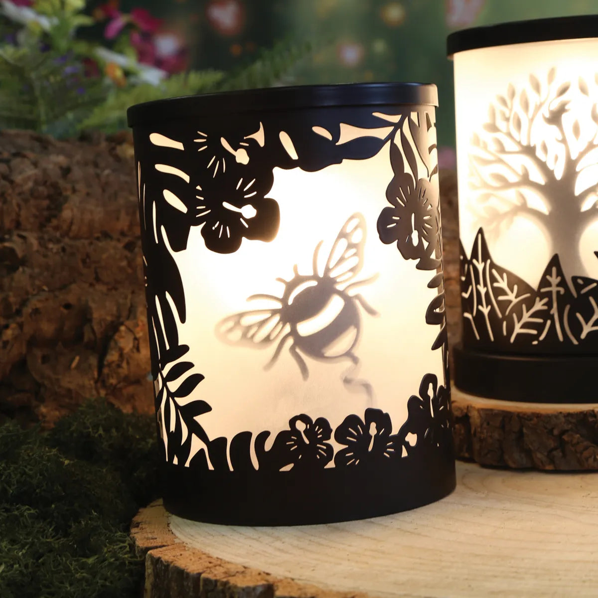 Black Bumble Bee electric wax melt warmer with LED glow home fragrance