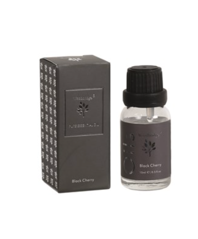 Black Cherry essential oil (15 ml) by Woodbridge. Rich fruity diffuser oil for reed and ultrasonic diffusers. Premium aromatic home fragrance blend.