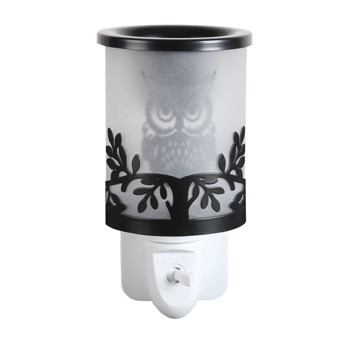 Black owl plug-in electric wax melt burner with LED light home fragrance