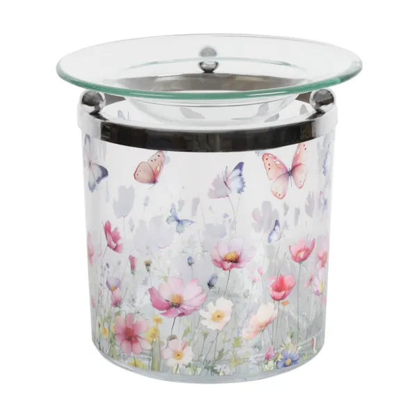 Butterfly meadow wax melt burner 10cm tealight warmer floral design