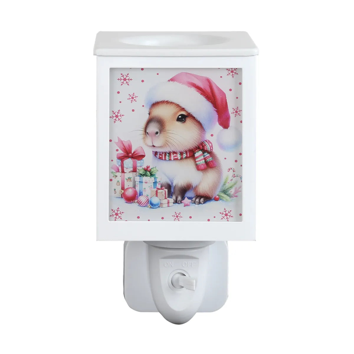 Christmas Capybara plug-in wax melt burner for soy wax melts and festive home décor