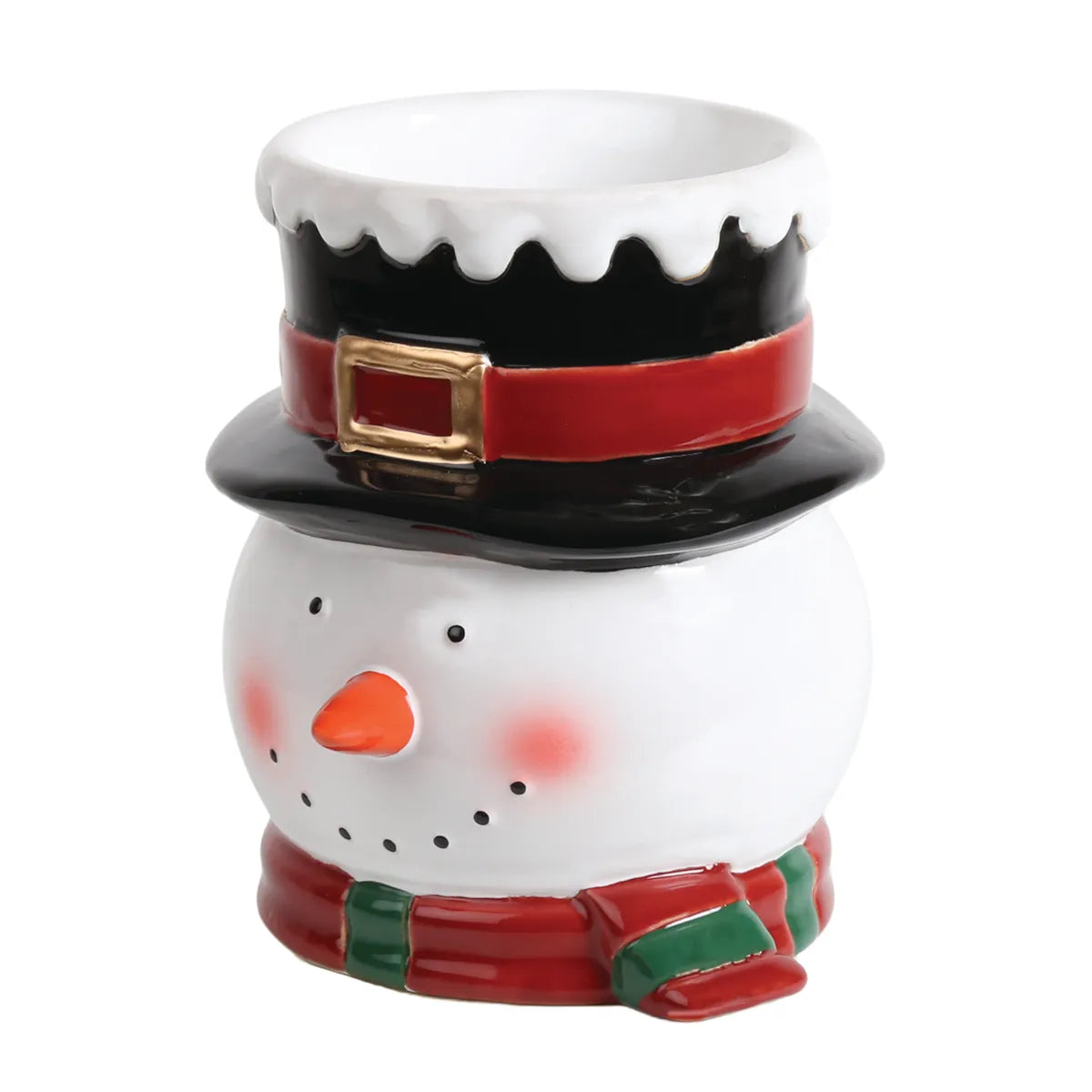 Hand-painted Snowman wax warmer with hidden wax melt dish for soy wax melts