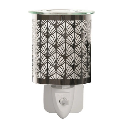 Chrome Fan plug in wax melt burner 13cm with silver chrome finish