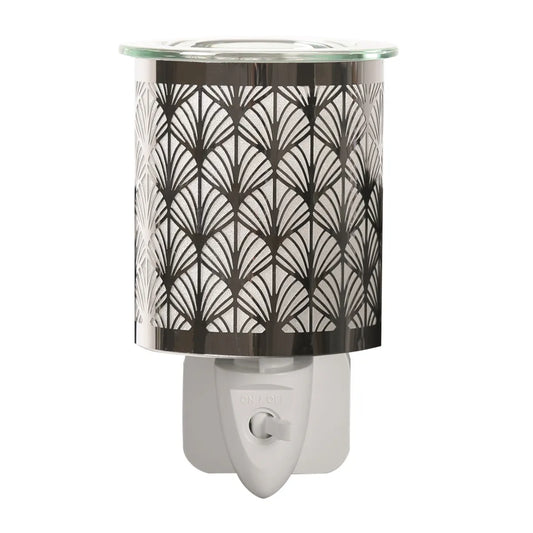 Chrome Fan plug in wax melt burner 13cm with silver chrome finish