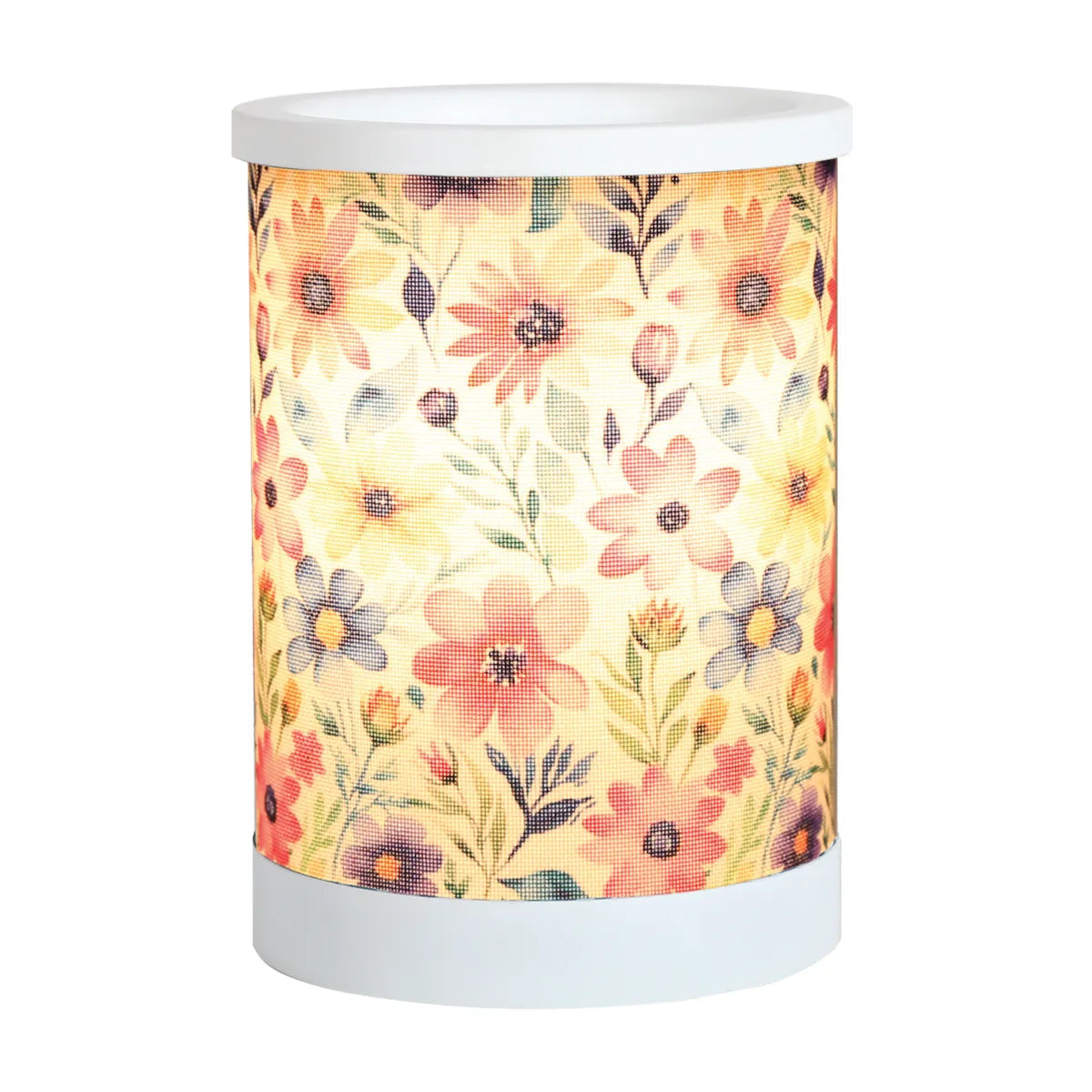 Close-up of Daisy Floral Electric Wax Warmer showing intricate daisy flower design and ambient lighting.