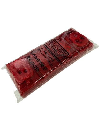 Close-up of Vampire’s Blood soy wax melt snap bar, hand-poured with premium soy wax and a rich blend of citrus, balsam and woody fragrance notes.