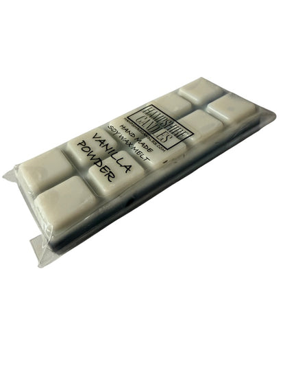 Close-up of Vanilla Powder soy wax melt snap bar showing the segmented design, handmade with premium soy wax for a long-lasting home fragrance.