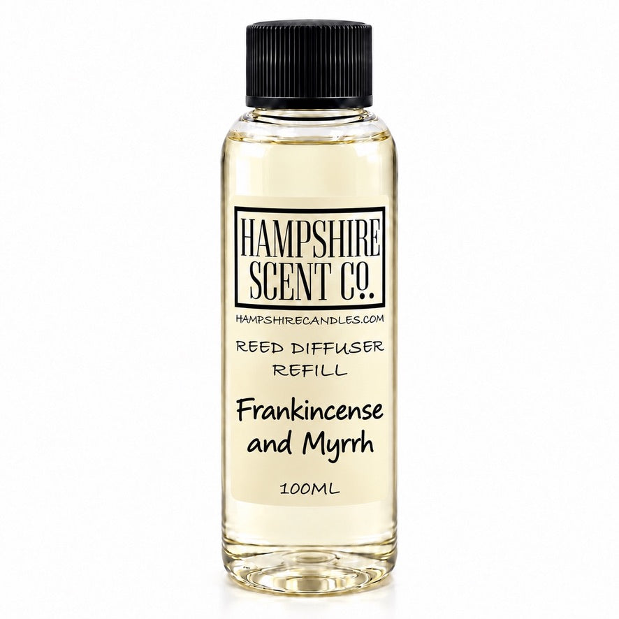 Frankincense and Myrrh Christmas reed diffuser 100ml refill bottle