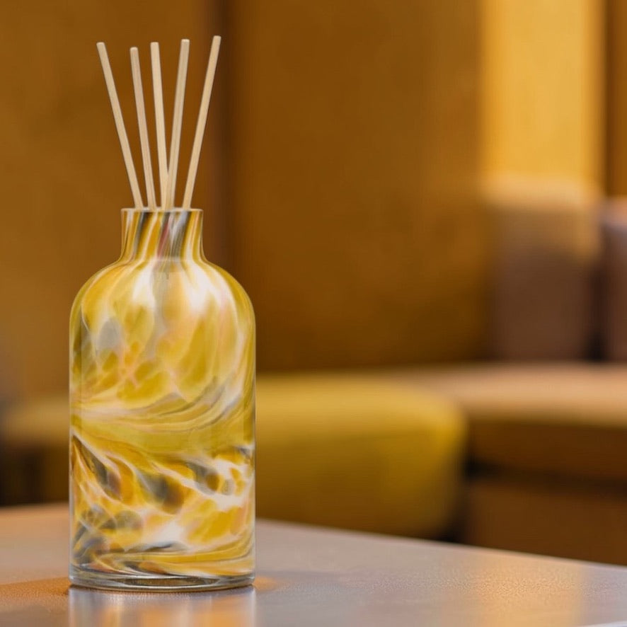 Decorative glass diffuser bottle ember colour reed diffuser UK