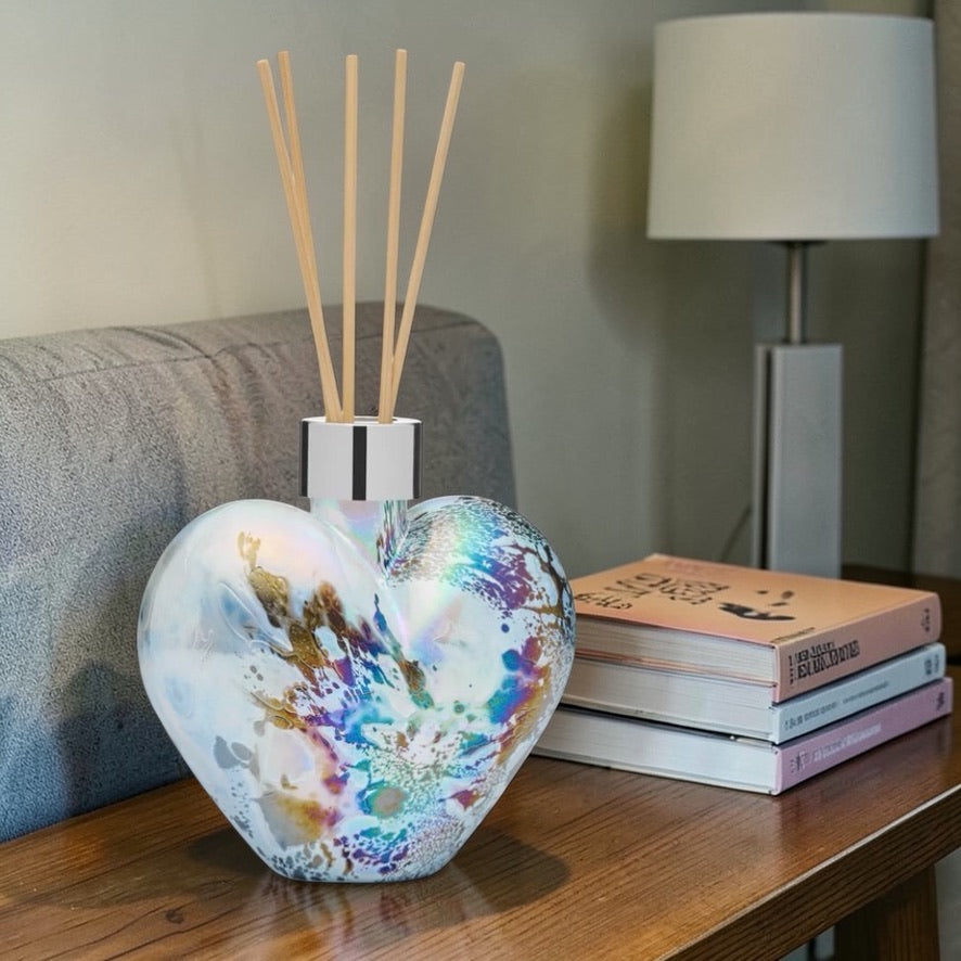 Decorative glass heart diffuser bottle silver modern home décor