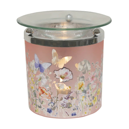 Decorative pink wax warmer for soy wax melts and home fragrance scents