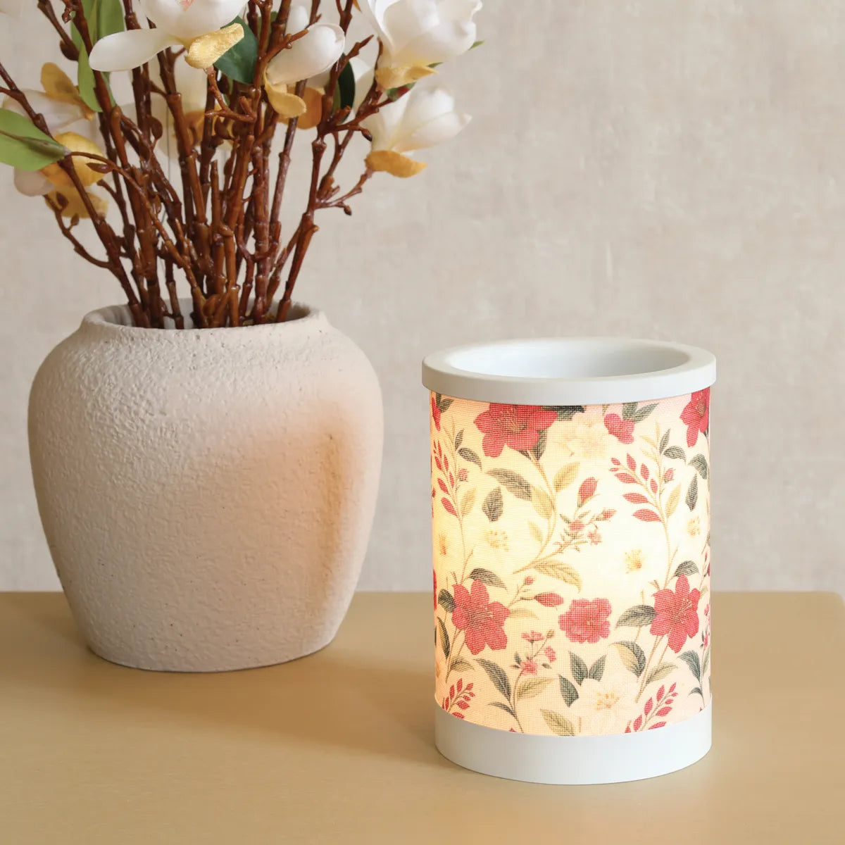 Electric Red Floral wax warmer for soy wax melts and beautiful home fragrance
