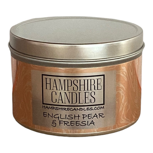 English Pear and Freesia Scented Tin Candle  jo malone inspired