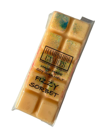 Fizzy Sorbet Soy Wax Melt Snap Bar handmade by Hampshire Candles with a sparkling fruity fragrance, hand-poured using premium soy wax.