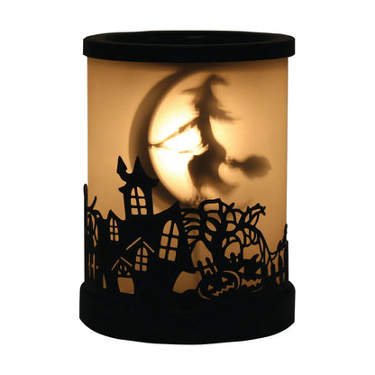 Flying witch electric wax melt burner with Halloween silhouette design 15cm