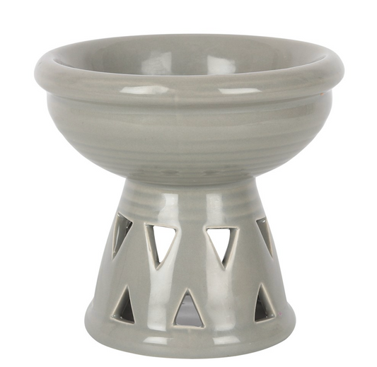 Grey Deep Bowl Wax Melt Burner – A modern ceramic wax warmer with a deep bowl for long-lasting scent diffusion.
